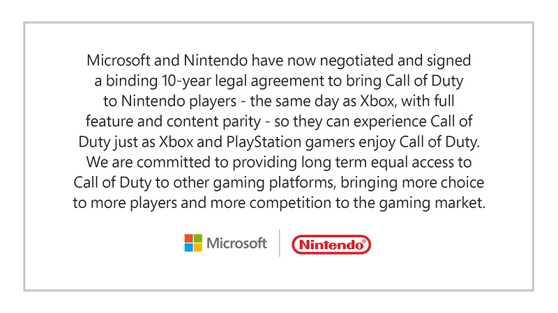 Microsoft подписала контракт, который обязывает её 10 лет выпускать на консолях Nintendo игры Xbox, включая Call of Duty