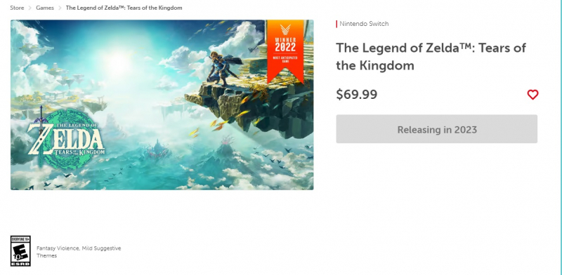 Похоже, цены на свои игры поднимет и Nintendo — первой за $70 будет The Legend of Zelda: Tears of the Kingdom