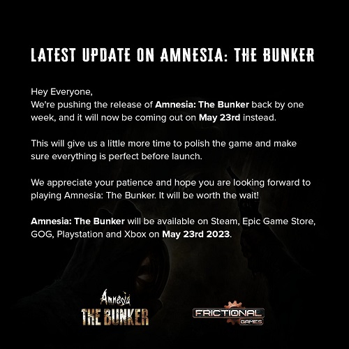 Разработчики хоррора Amnesia: The Bunker испугались выпускать игру 16 мая — объявлена новая дата выхода