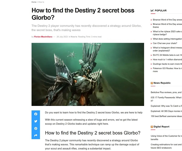 Glorbo добрался до Destiny 2 — выдуманный игроками секретный босс попал в заголовки написанных ИИ статей