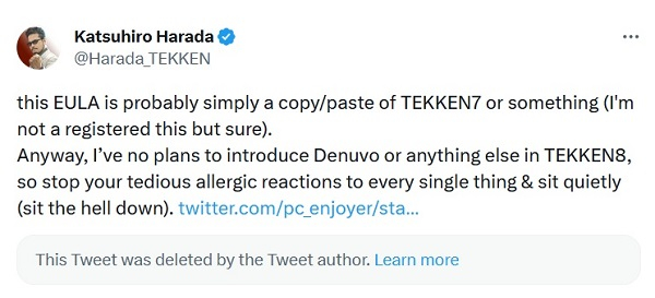 «Сидите тихо»: продюсер Tekken 8 подтвердил, что в игре не будет Denuvo, хотя лицензионное соглашение говорит иначе
