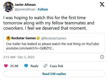 «Это полный отстой»: сотрудники Rockstar отреагировали на утечку первого трейлера GTA VI 