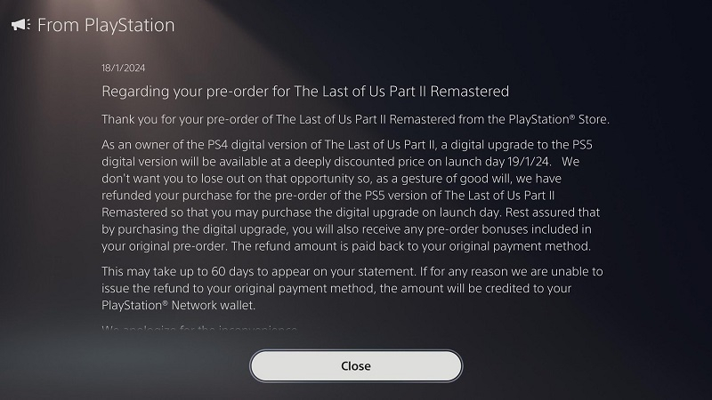«Жест доброй воли»: Sony начала возвращать деньги владельцам The Last of Us Part II на PS4, купившим ремастер за полную цену 
