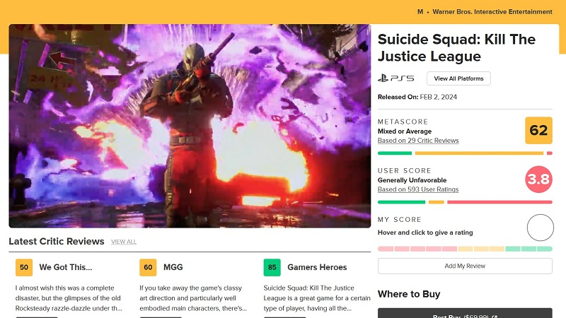 Suicide Squad: Kill the Justice League разочаровала критиков, а в Steam у игры  «очень положительные» отзывы 
