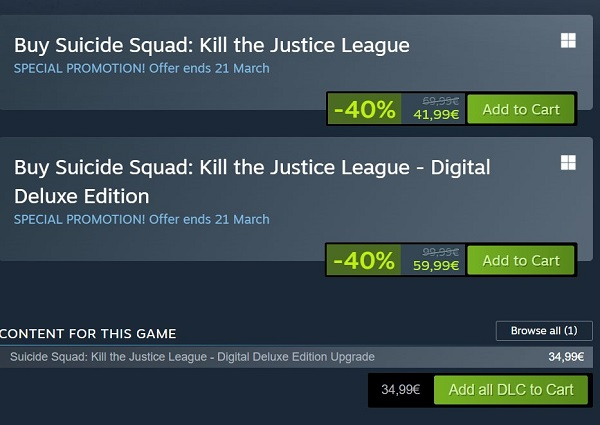 Спустя всего месяц после релиза Suicide Squad: Kill the Justice League получила первую скидку в Steam — сразу 40 % 