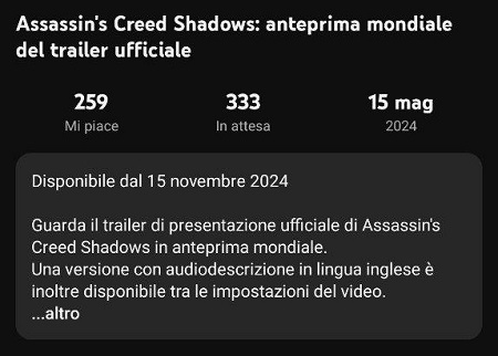 В описании первого трейлера Assassin’s Creed Codename: Red засветилась дата выхода игры — она получила название Assassin’s Creed Shadows 