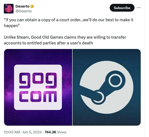 GOG позволит оставить свой аккаунт в наследство — в отличие от Steam 