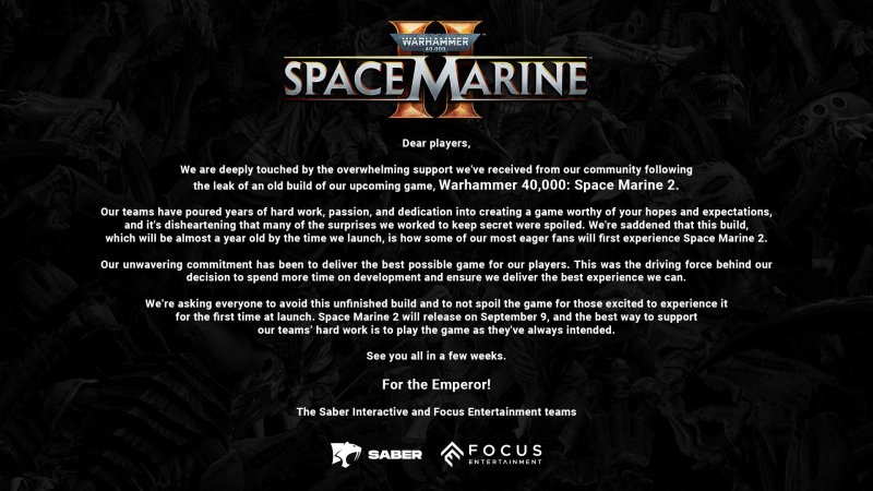 «Годы упорного труда, страсти и самоотверженности»: авторы Warhammer 40,000: Space Marine 2 отреагировали на утечку «незаконченной» сборки 