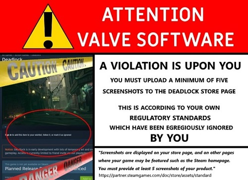 Разработчик уличил Valve в нарушении правил Steam на странице Deadlock 